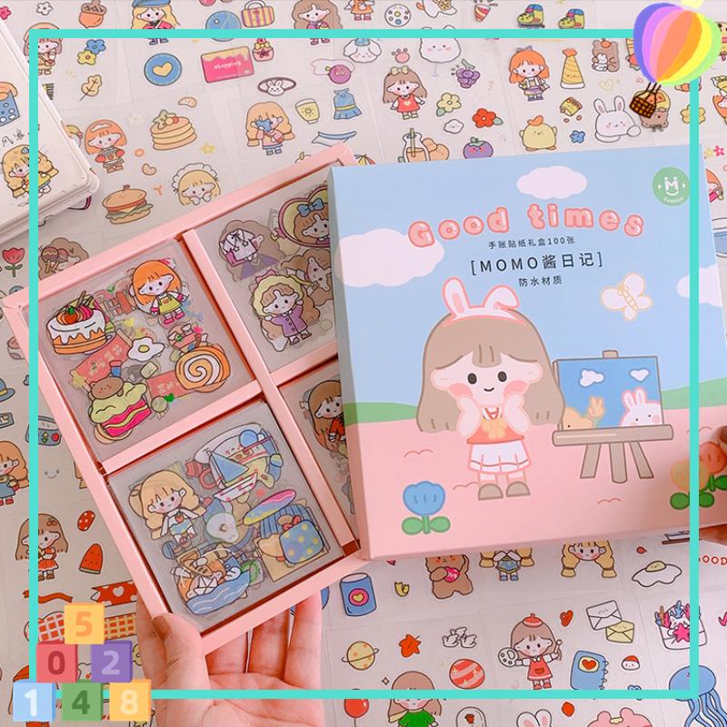

⚡ VC-Alat tulis ⚡ Stiker Kartun Premium MOMO Sticker Small Box isi 100 Pcs Aesthetic PET Stiker Motif Kartun Lucu Anti Air 1 box 100lbr 100 Lembar Stiker Anak Anak Stiker