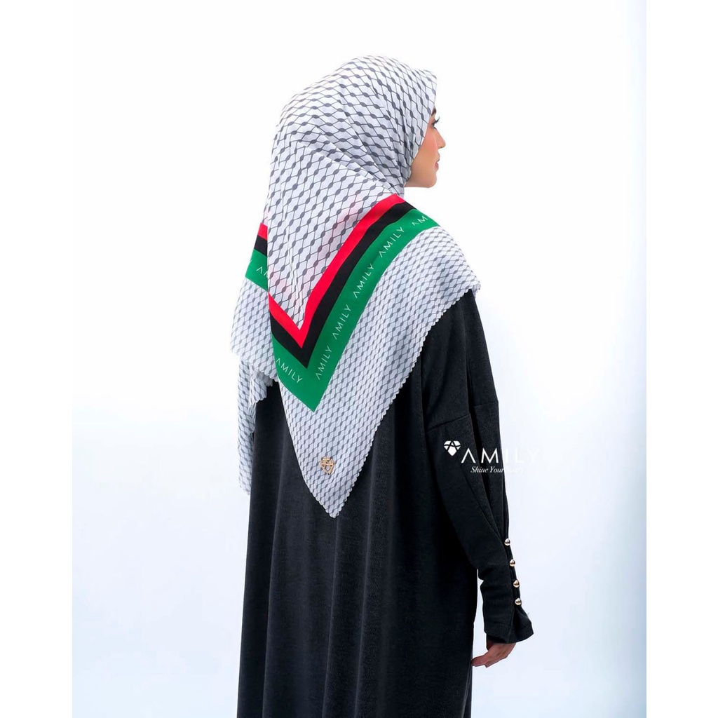 JILBAB SEGI EMPAT 4 VOAL PALESTINA SCARF MOTIF LASERCUT INTIFADHA 2 3 KEFFIYAH AMILY HIJAB JUMBO SYA