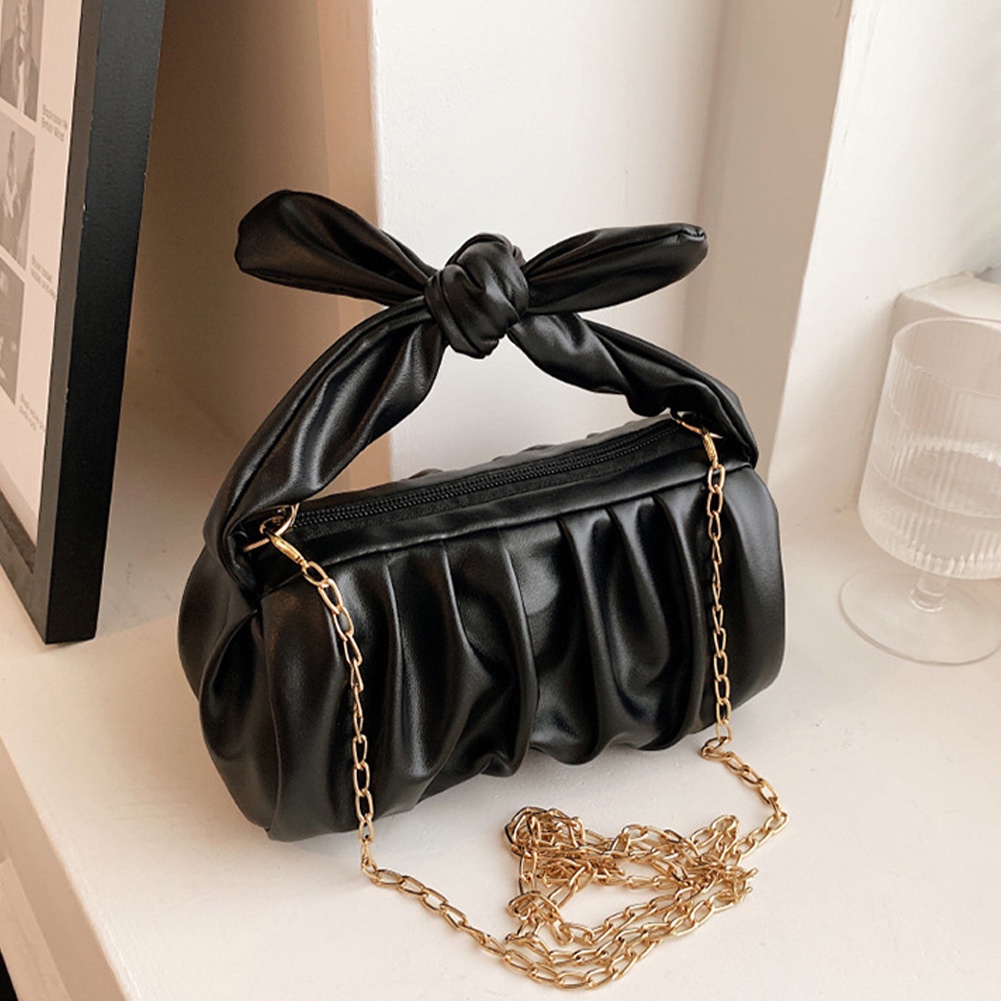 Tas Selempang Kulit Wanita Dompet Hp Cewek Tas Kecil Rantai Mini Bag Wanita Kerut Cloud Ponsel Tas