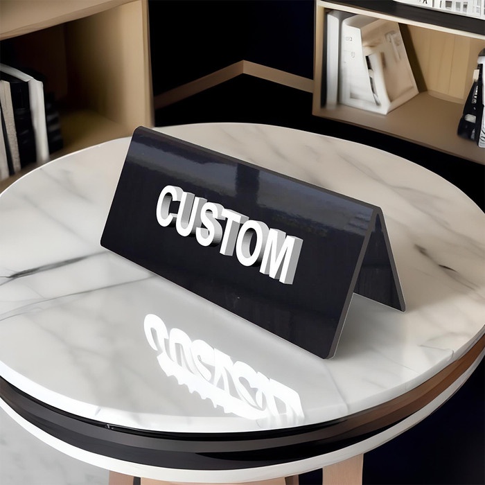 

Papan Meja Tulisan Reservasi Table Sign Reserved Acrylic - Hitam, Timbul