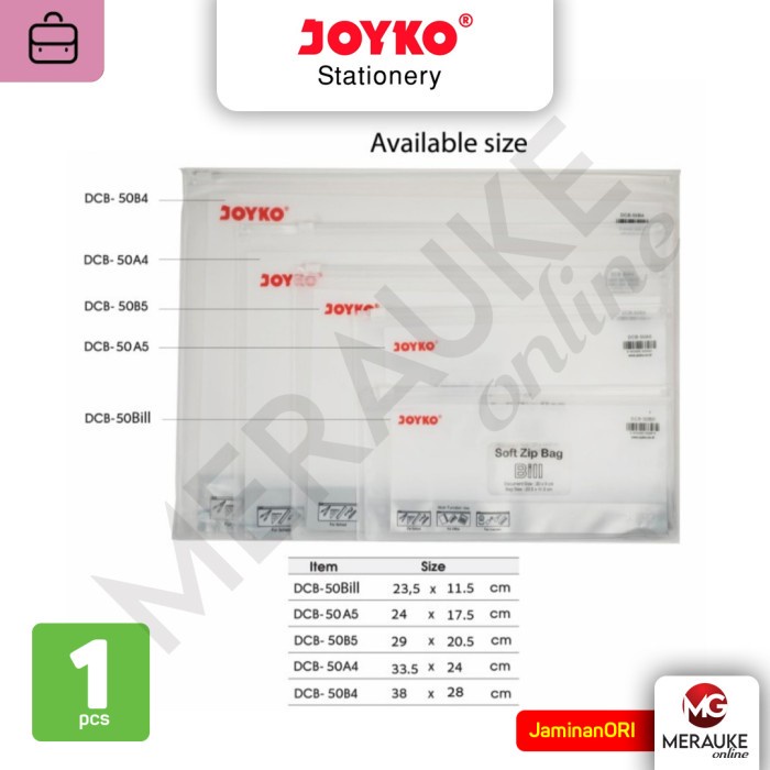 

JOYKO Document Bag / Soft Zip Bag DCB-50 Transparan