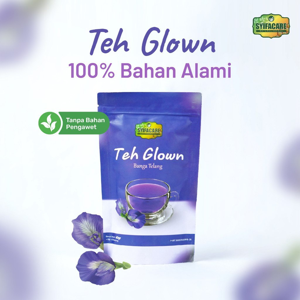 

Teh Bunga Telang Glown Syifacare 40gr Halal Teh Celup Untuk Perawatan Kulit Sehat dan Cerah