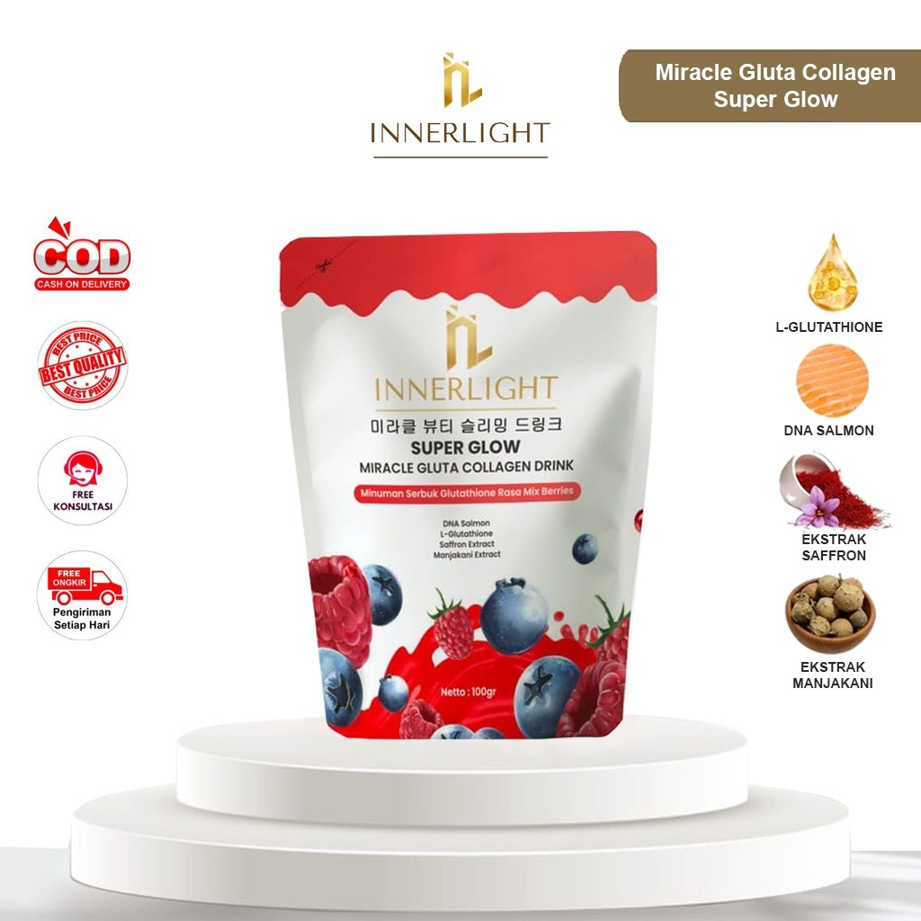 

INNERLIGHT MINUMAN KOLAGEN SUPER GLOW MIRACLE GLUTA COLLAGEN DRINK MENCERAHKAN DARI DALAM COD