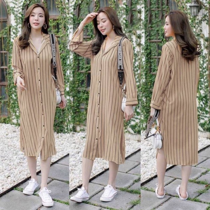 long tunik salur / tunik motif salur /tunik panjang busui / K 013350 - navy