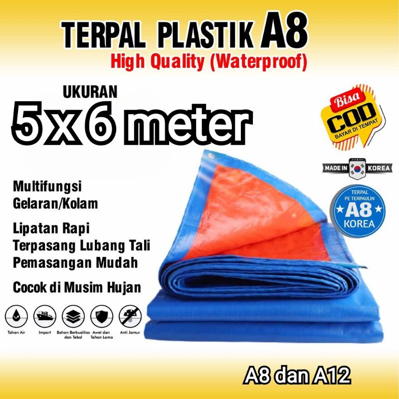 Terpal tebal lembaran ukuran 5x6 type a8 dan a12 terpal tenda berkualitas