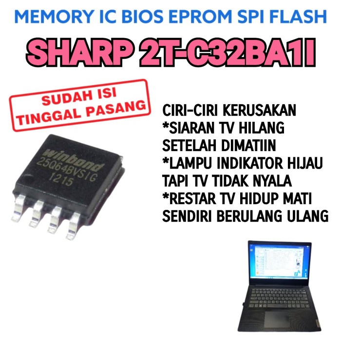 IC MEMORY EPROM SHARP 2T-C32BA1I 2T-C32BA11 2T C32BA1I C32BA11