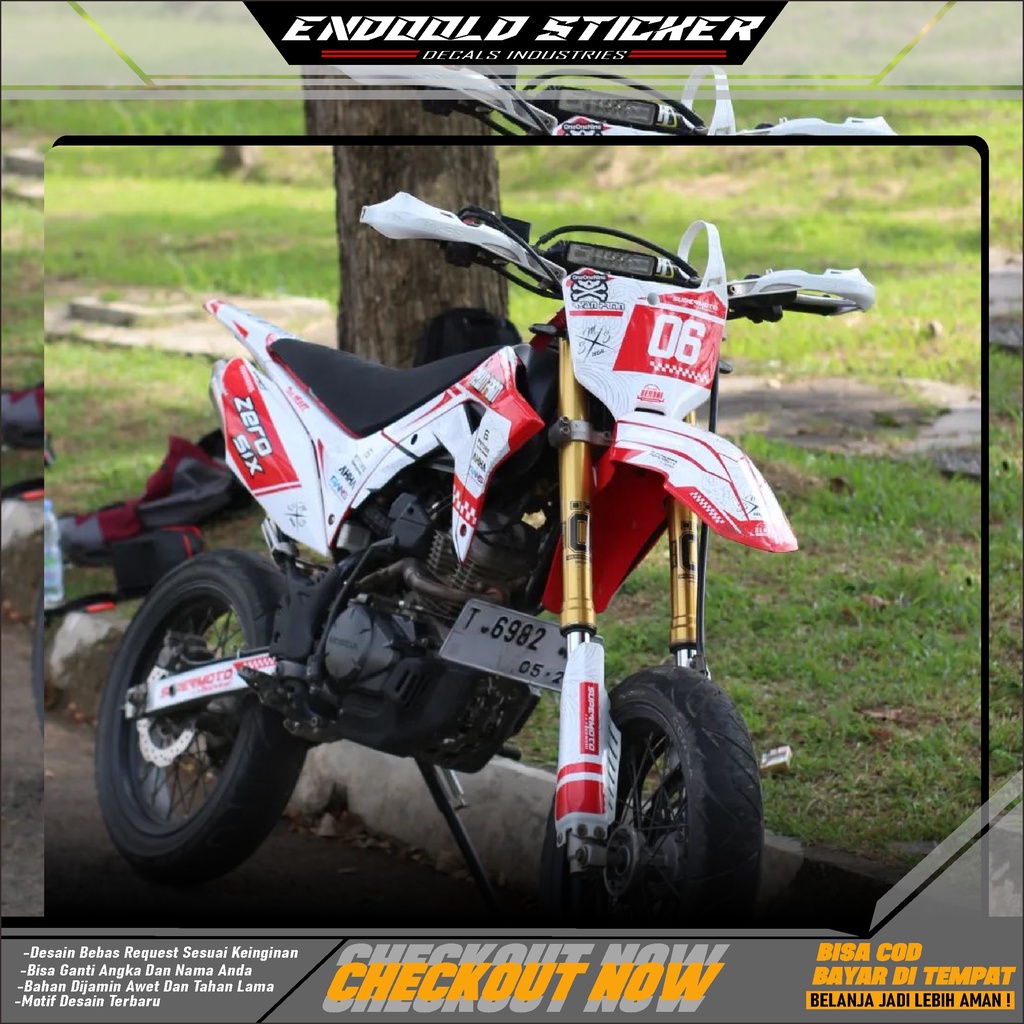 Crf 150 L decal stiker motor Honda warna merah Zero six Keren abis