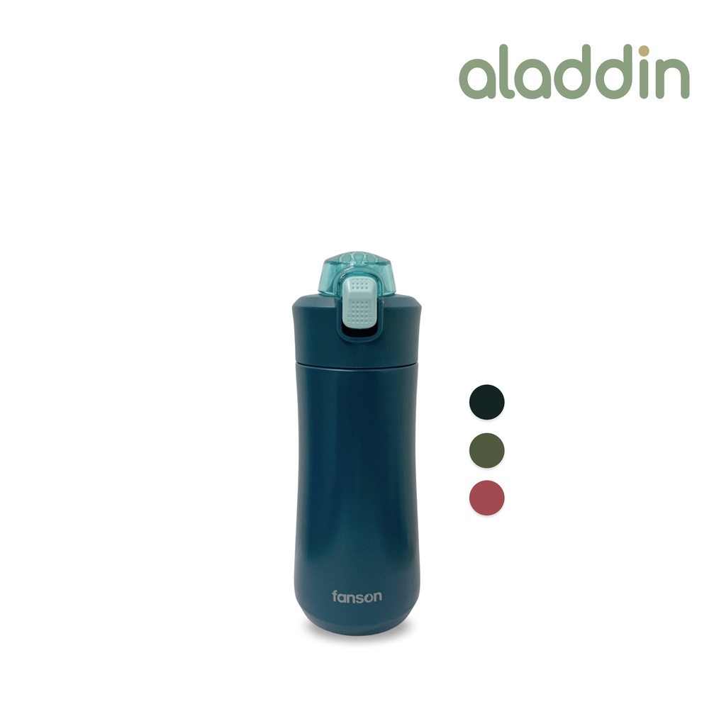 aladdin Botol Minum Termos Hot & Cold Vacuum Flask, One-Hand Push Safety Lock Thermos Tumbler Stainless Steel, 350ml, A-350/Lock