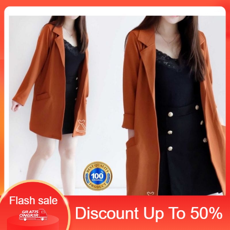 (PROMO) BLAZER SCUBA - BAJU ATASAN BLAZER WANITA KOREA TERBARU 2022 BAHAN SCUBA PREMIUM - BLAZER KER