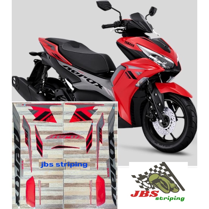 Striping Yamaha aerox 155 vva connected merah red tahun 2021 stiker lis les aerox kualitas bagus