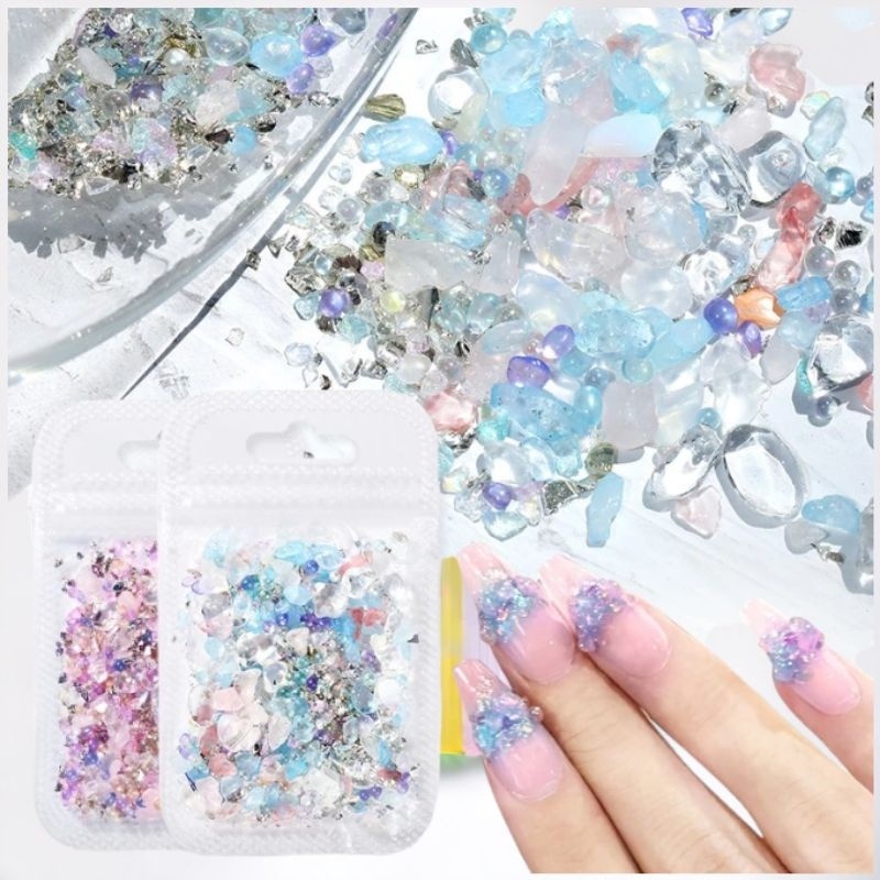 ACC KUKU MODEL BATU BERLIAN 3D/ BATU ALAM UNGU /BIRU NAIL ART