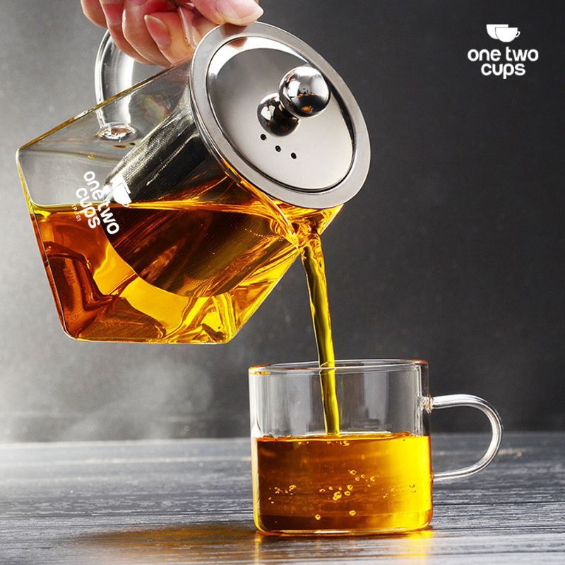 Teko Minum Kaca Borosilikat Tahan Panas Glass Teapot dengan Saringan