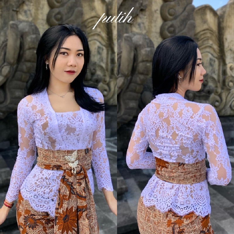 KEBAYA BALI JADI BROKAT SEMI PRANCIS PREMIUM SPECIAL WARNA PUTIH