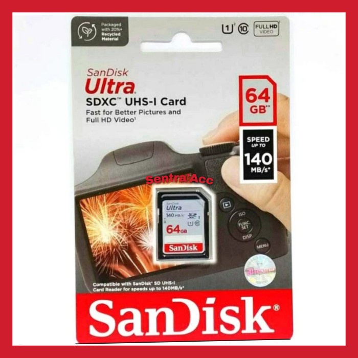 Memory Kamera SD Card 64Gb Sandisk Ultra / Sandisk SDCard 64GB Resmi