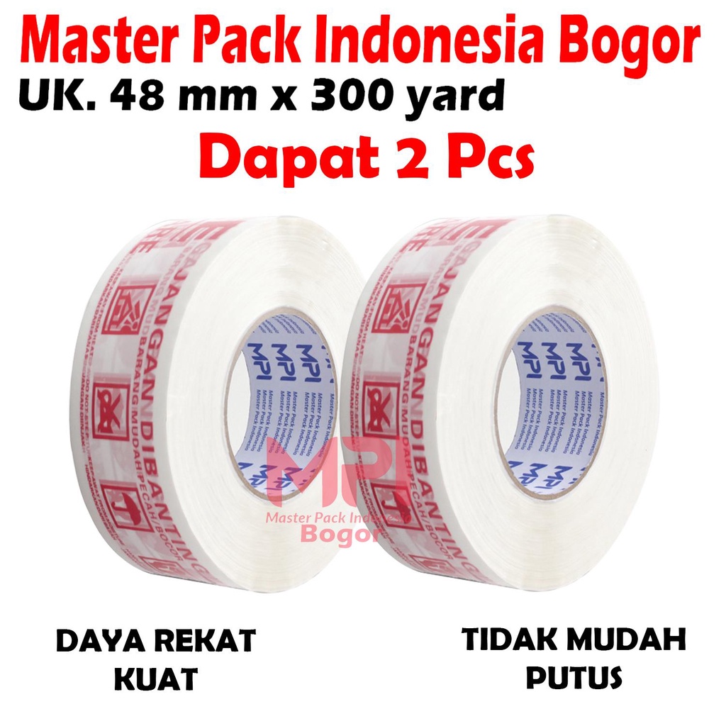 

2 PCS - Lakban Fragile Putih 48mm x 300 Yard Handle With Care Jangan Dibanting - Master Pack Indonesia