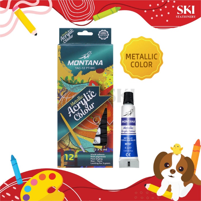 

Cat Akrilik / Acrylic Metalic Color 12 warna Montana