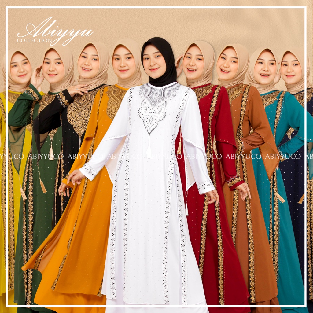 Abiyyuco TA9019 | Gamis Abaya Turki Terbaru 2022 Turkey Mewah Turky Hitam Putih Warna