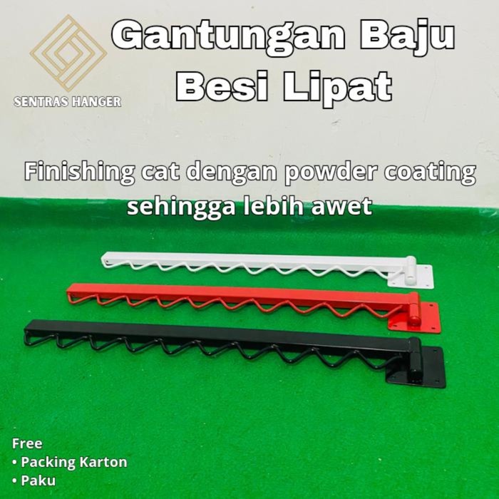 Gantungan Baju Besi Lipat  - Merah