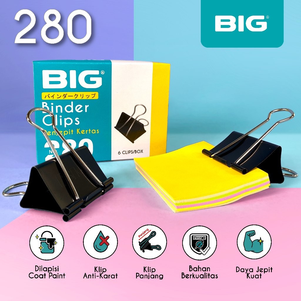 

Binder Clip / Klip Penjepit Kertas 280 BIG BC-280 (isi 6 Pcs)