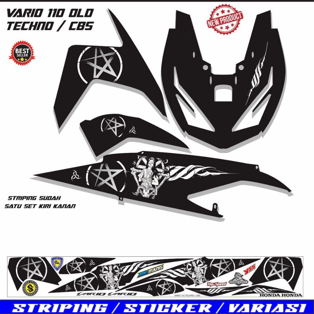 VARIASI SETRIPING STICKER MOTOR VARIO TECHNO OLD 110 /STIKER VARIO LAMA CARBU TECHNO 110