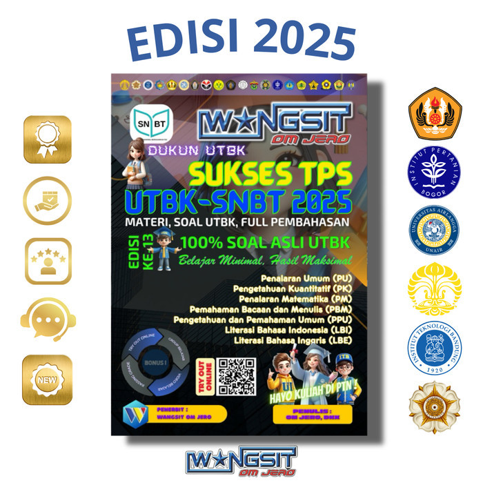 

BUKU WANGSIT OM JERO UTBK SNBT 2025 PAKET PLATINUM (PENALARAN UMUM, PENALARAN MATEMATIKA & PENGETAHUAN KUANTITATIF, LITERASI BAHASA INDONESIA & INGGRIS) FULL MATERI DAN PEMBAHASAN SOAL ASLI UTBK SNBT - SUKSES TPS