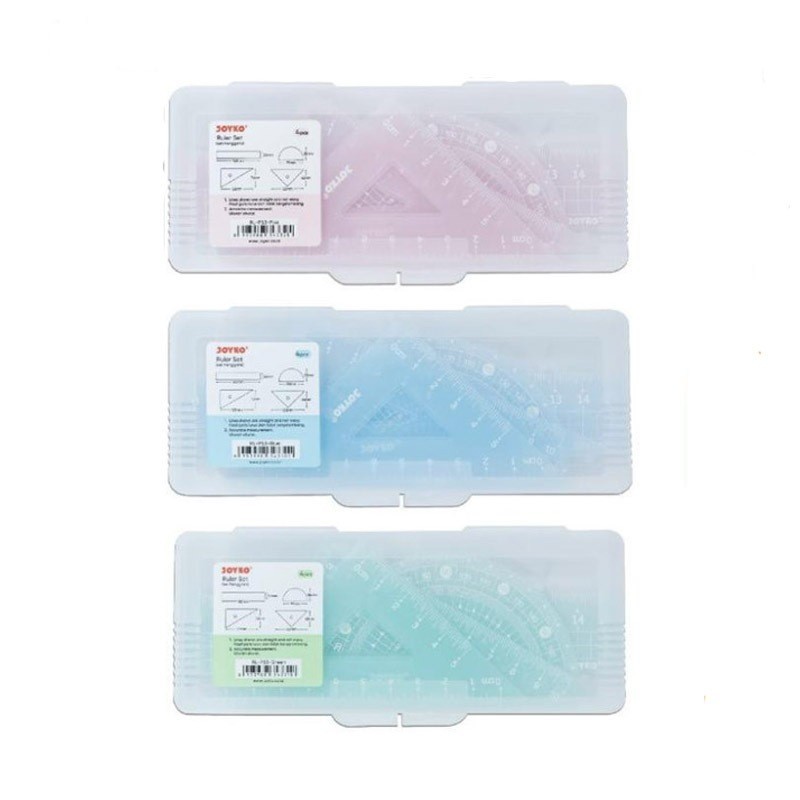 

(SET) Paket Penggaris Segitiga Busur Plastik - Joyko RL-PS3