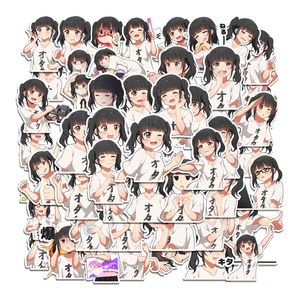 

COD 50 Pcs Stiker Otaku Twin Tail Lucu Anti Air Untuk Dekorasi Notebook Sepeda Skateboard Handphone