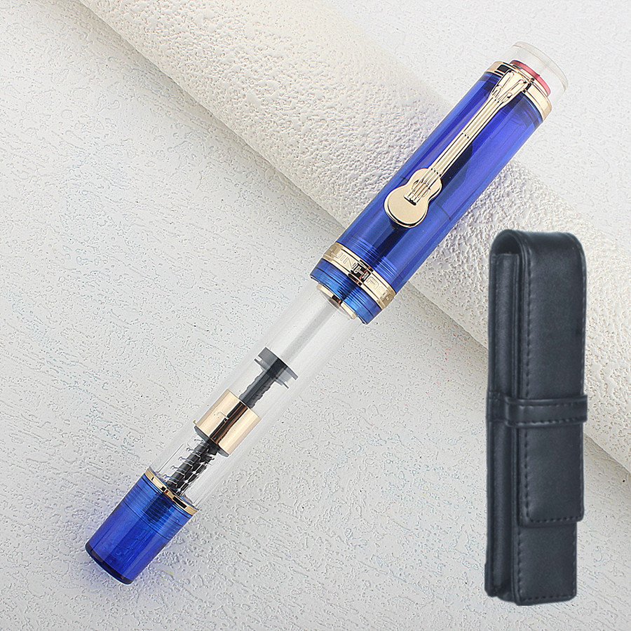 

New Jinhao 1935 Fountain Pen #8 F/M Nib Guitar Clip Blue Resin Writing ink pens office supplies students Gift Pen stationery