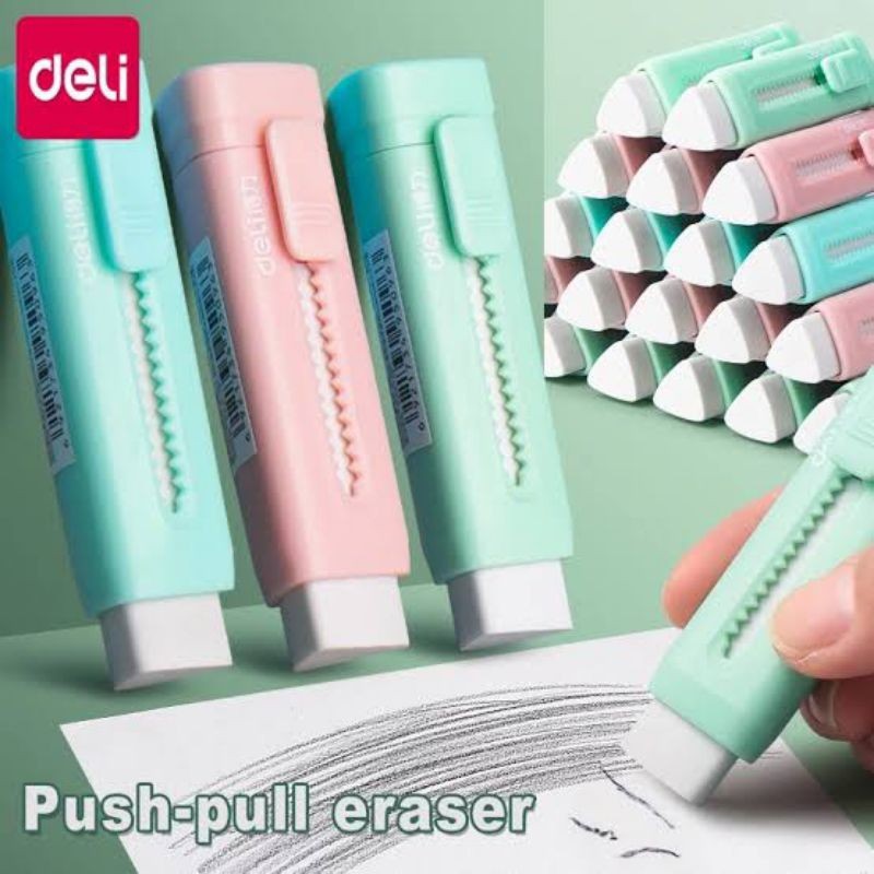 

DELI Sliding Eraser Penghapus Mekanik Segitiga Agnesmo Special Edition CH344, 3 Warna Pastel Lucu
