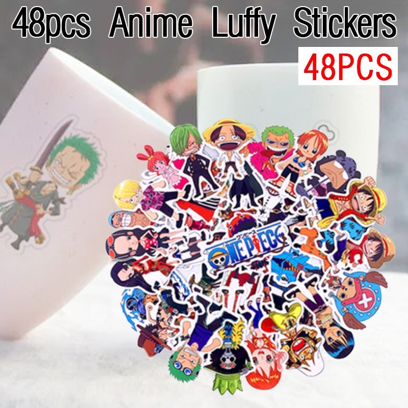 

COD 48 pcs Anime ONE PIECE Luffy Stiker Untuk Mobil Laptop PVC Ransel Rumah Decal Pad PS4 Sepeda
