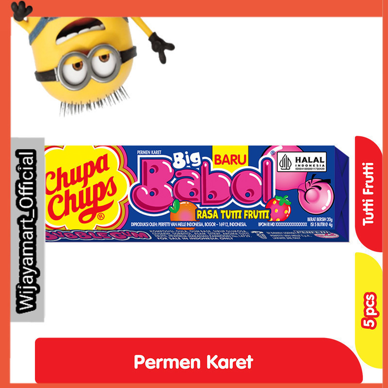 

Chupa Chups Big Babol Permen Karet Stick Tutti Frutti 5 pcs