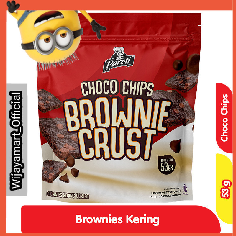 

Paroti Brownie Crust Brownies Kering Choco Chips Pouch 53 g