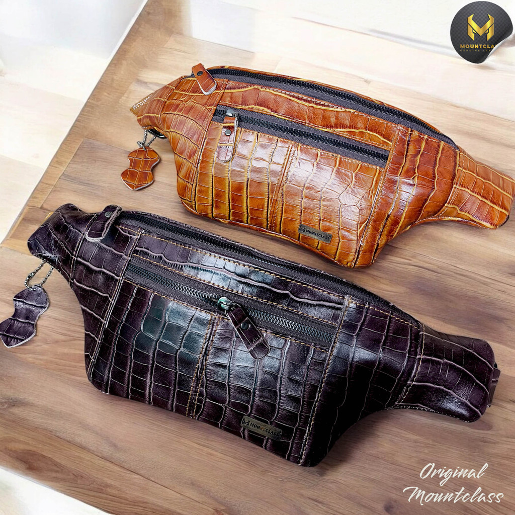 Mount Class TM114 Tas Kulit Sapi Motif Buaya Selempang Dada Waistbag Pinggang  Pria Wanita kulit sap