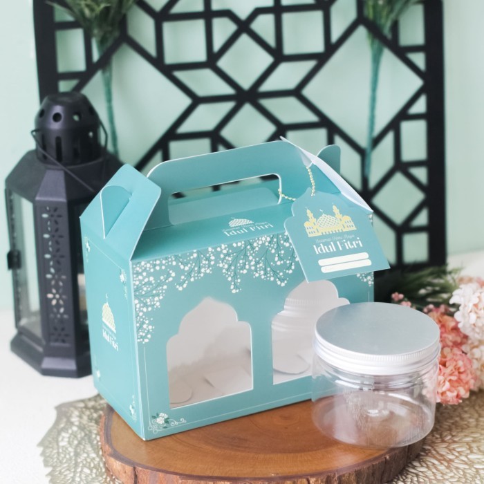 

Box Hampers Lebaran - Idul Fitri Tenteng WINDOW 2 toples - Spring 19x10x11 cm