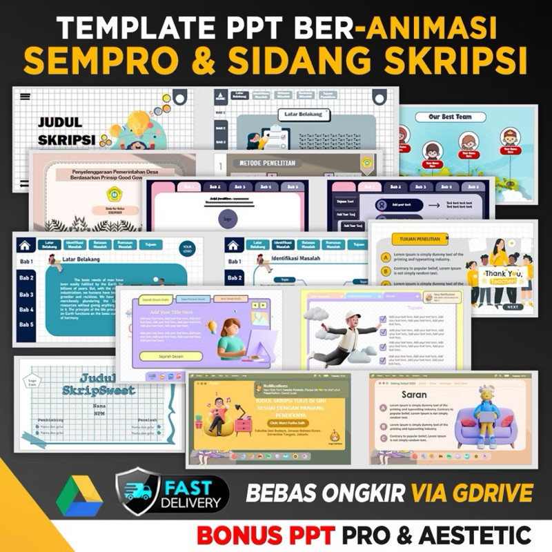 Template PPT Animasi Presentasi Sempro Sidang Skripsi Aesthetic