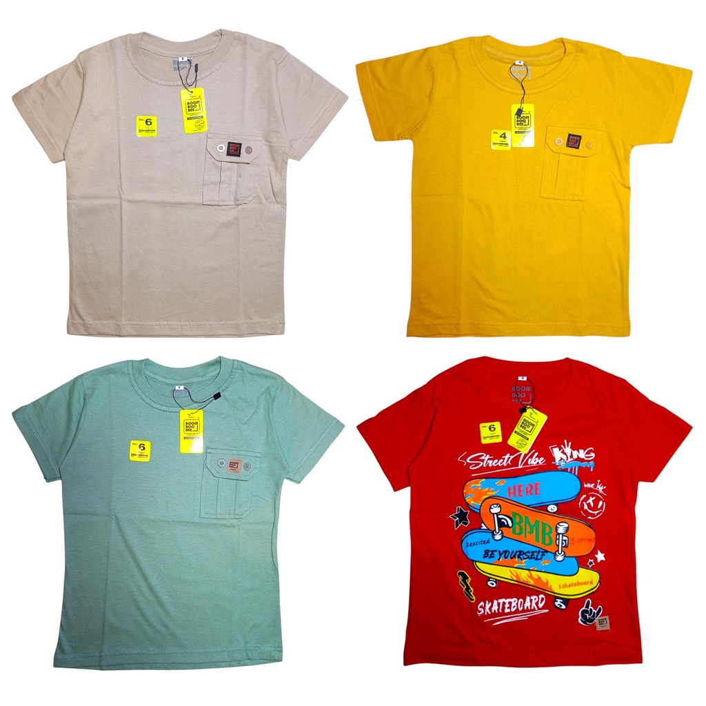 Kaos Anak Saku Depan Premium Polos Basic Pocket Tshirt Atasan Anak Laki Laki Perempuan Baju Kaos Ana