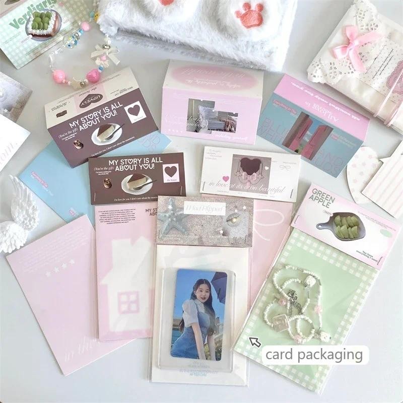

10Pcs INS Korean Cute Cartoon Letter Card Head Kpop 3-inch Photo Card Packing Deco Cardstock Lovely Girl Card Hairpin Packaging