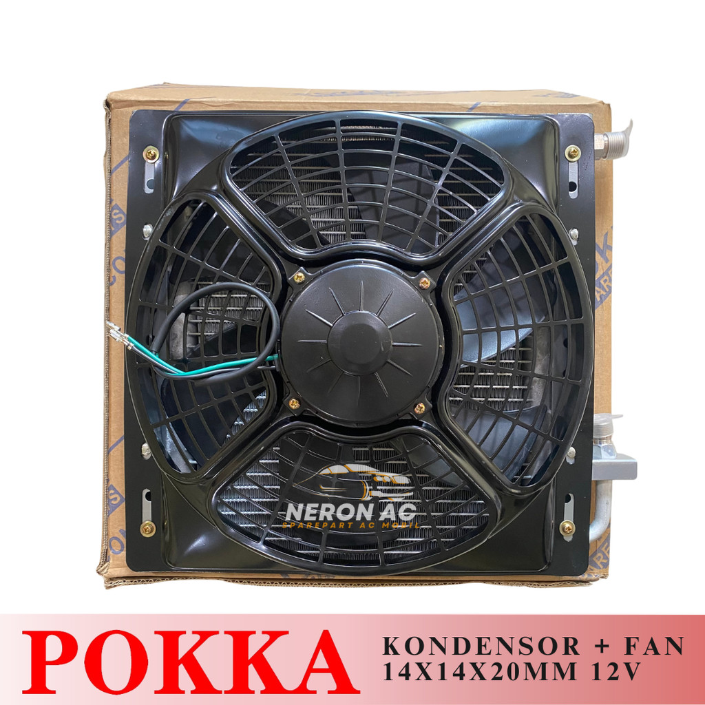 CONDESOR KONDENSOR AC MOBIL 14X14X20 + KIPAS 12 VOLT UNIVERSAL POKKA 0511