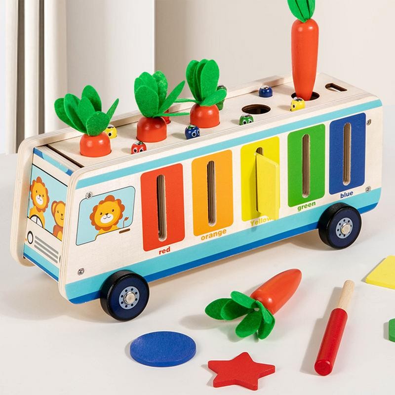 Wooden Color Sorting Toy Wooden Color And Shape Sorting Kit Lovely Bus Design Wooden Shape Sorter Fo