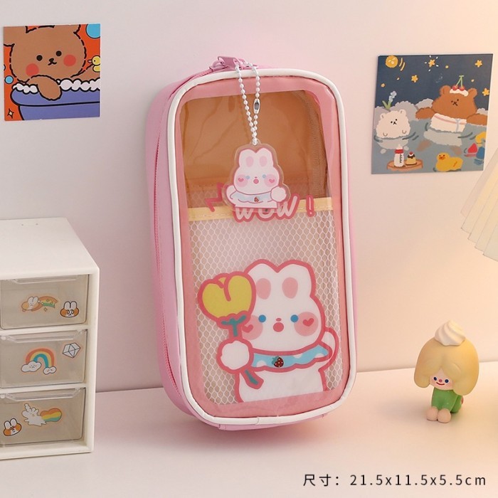 

FREE GANTUNGAN KOTAK PENSIL AESTHETIC / TEMPAT PENSIL TRANSPARAN LUCU - TP PINK