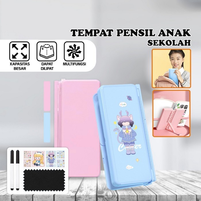 

Tseloop-A73 Tempat Pensil 2IN1 Multifungsi dengan Tatakan Buku - A73, PINK