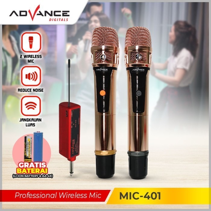 MIC WIRELESS ADVANCE MC401 MICROPHONE ADVANCE TANPA KABEL MC 401