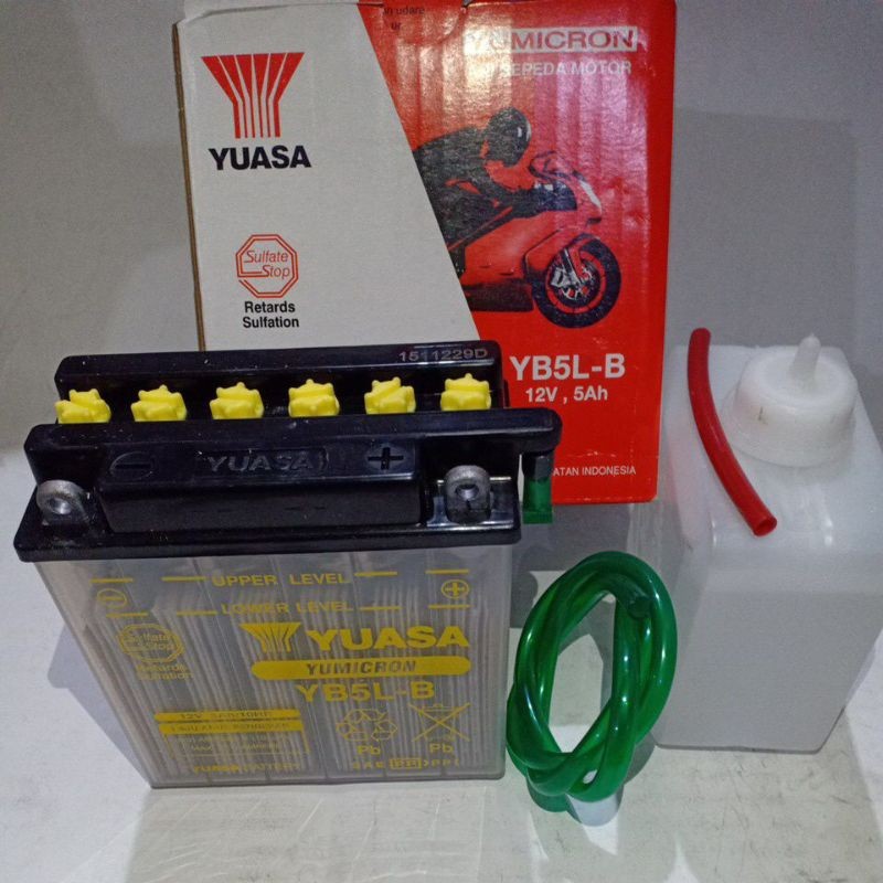 Accu YUASA Aki Basah YB5L-B 12V/5Ah Aki Basah Supra x Vega Mio