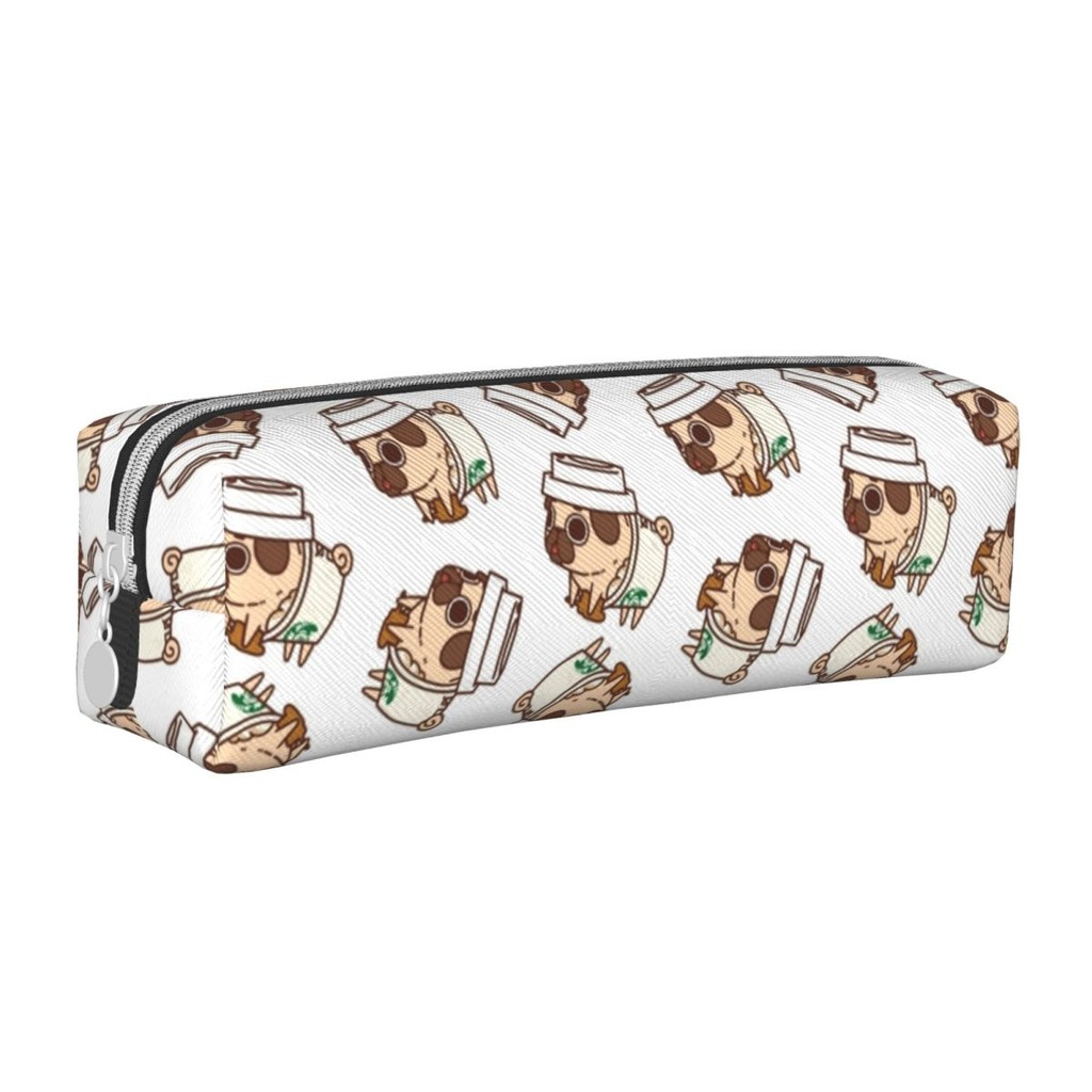 

Fashion PSL Puglie Pug Dog Coffee Life Pencil Case Cute Pencil Pouch Pen for Student Large Pencil Bags Office Zipper Stationery