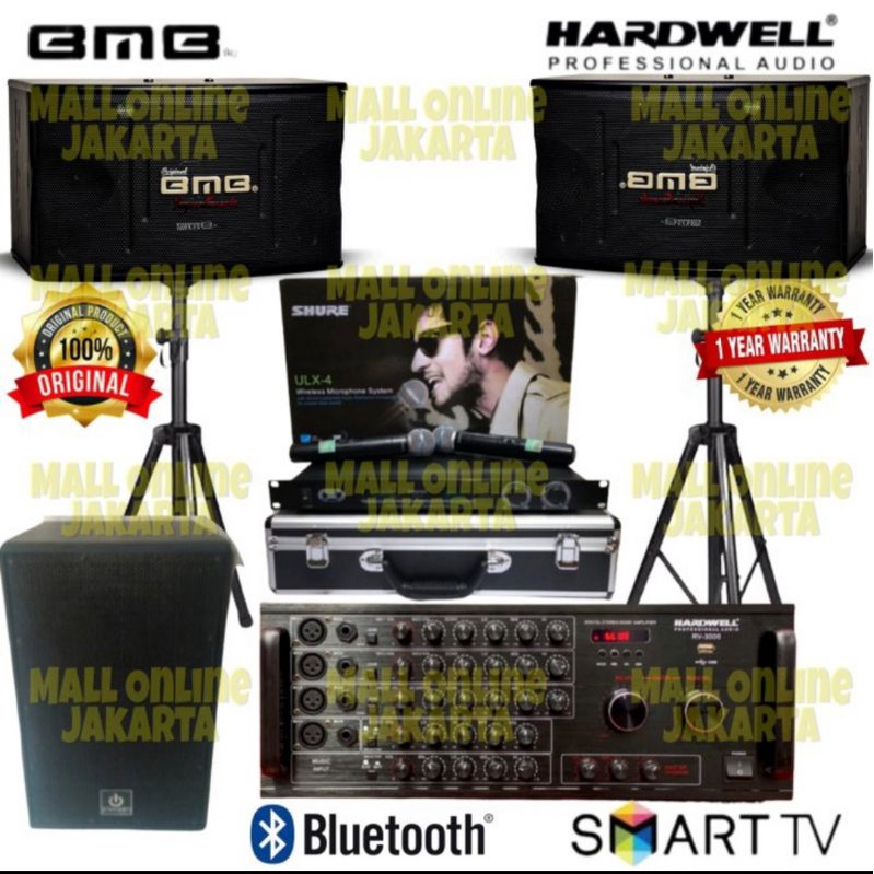 Paket Karaoke BMB 10inch Subwoofer Aktif 12inch Hardwell Power Ampli