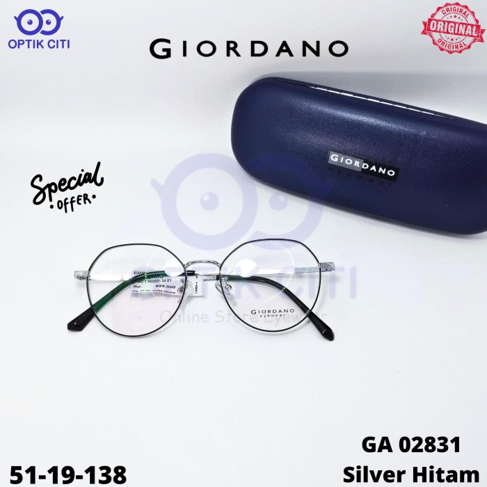 Frame Kacamata Pria Wanita Bulat Giordano GA02831 Ringan Original