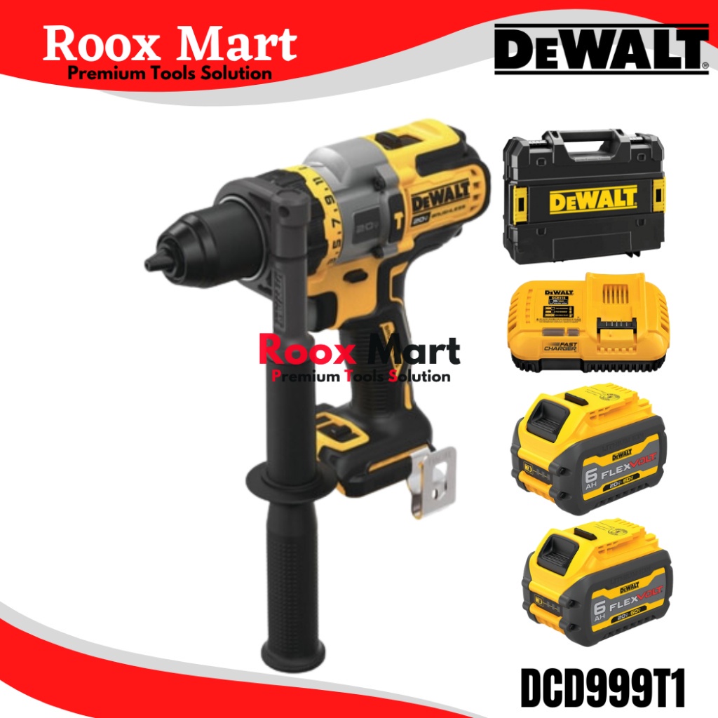 Cordless Hammer Drill Bor Baterai 20V DCD 999 DCD999 Dewalt DCD999T1 Flexfolt