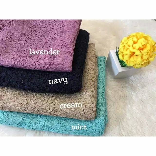Kain Lace Brokat Renda Gliter / Bahan Brukat Lace Renda Glitter - Tulis Di Note