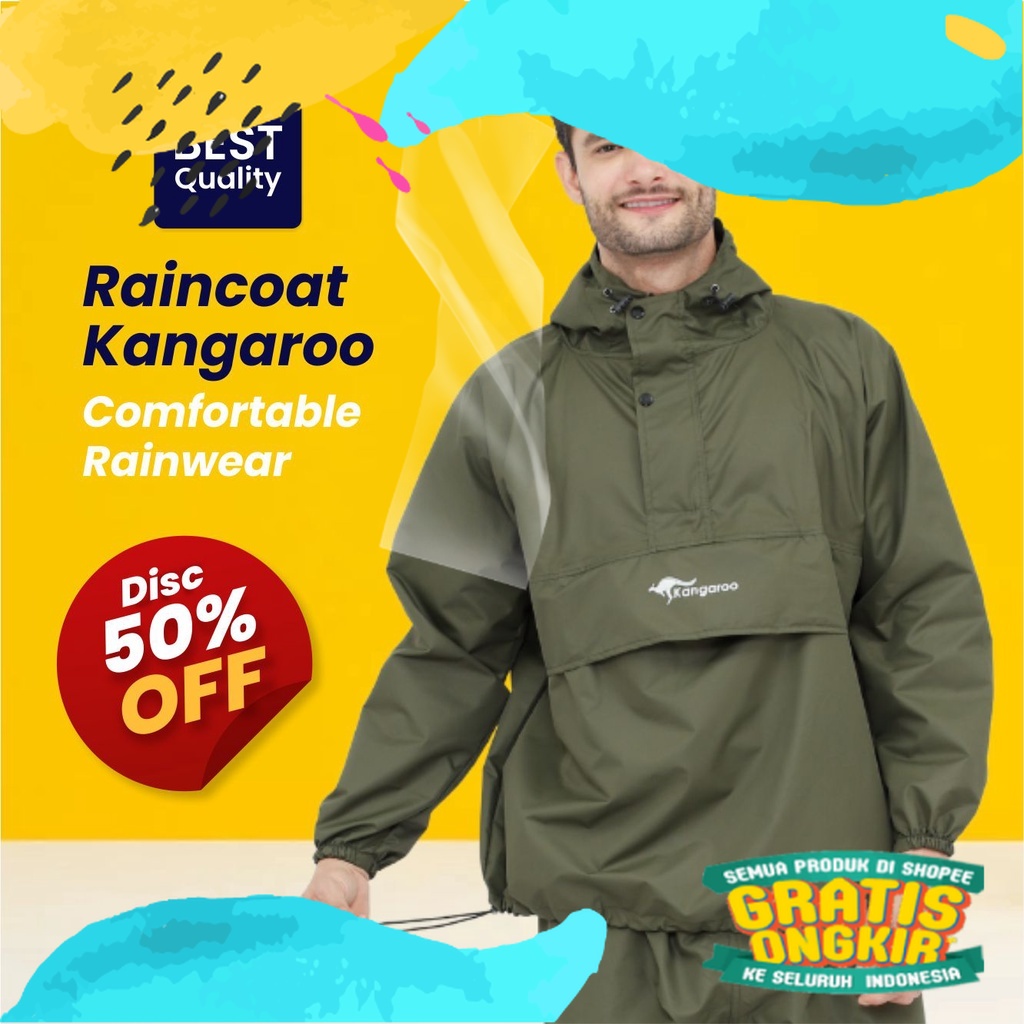 KANGAROO RAINCOAT jas hujan pria jas hujan wanita jas hujan pria tebal jas ujan dewasa jas hujan kan
