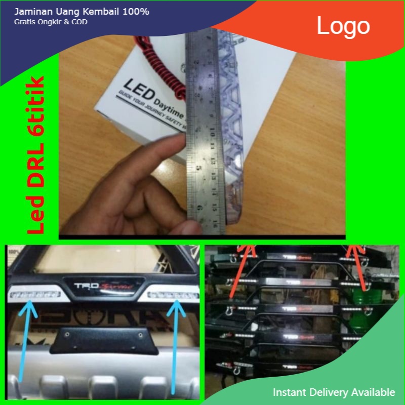 Lampu LED DRL 6 titik untuk towing tanduk bemper mobil Variasi mobil